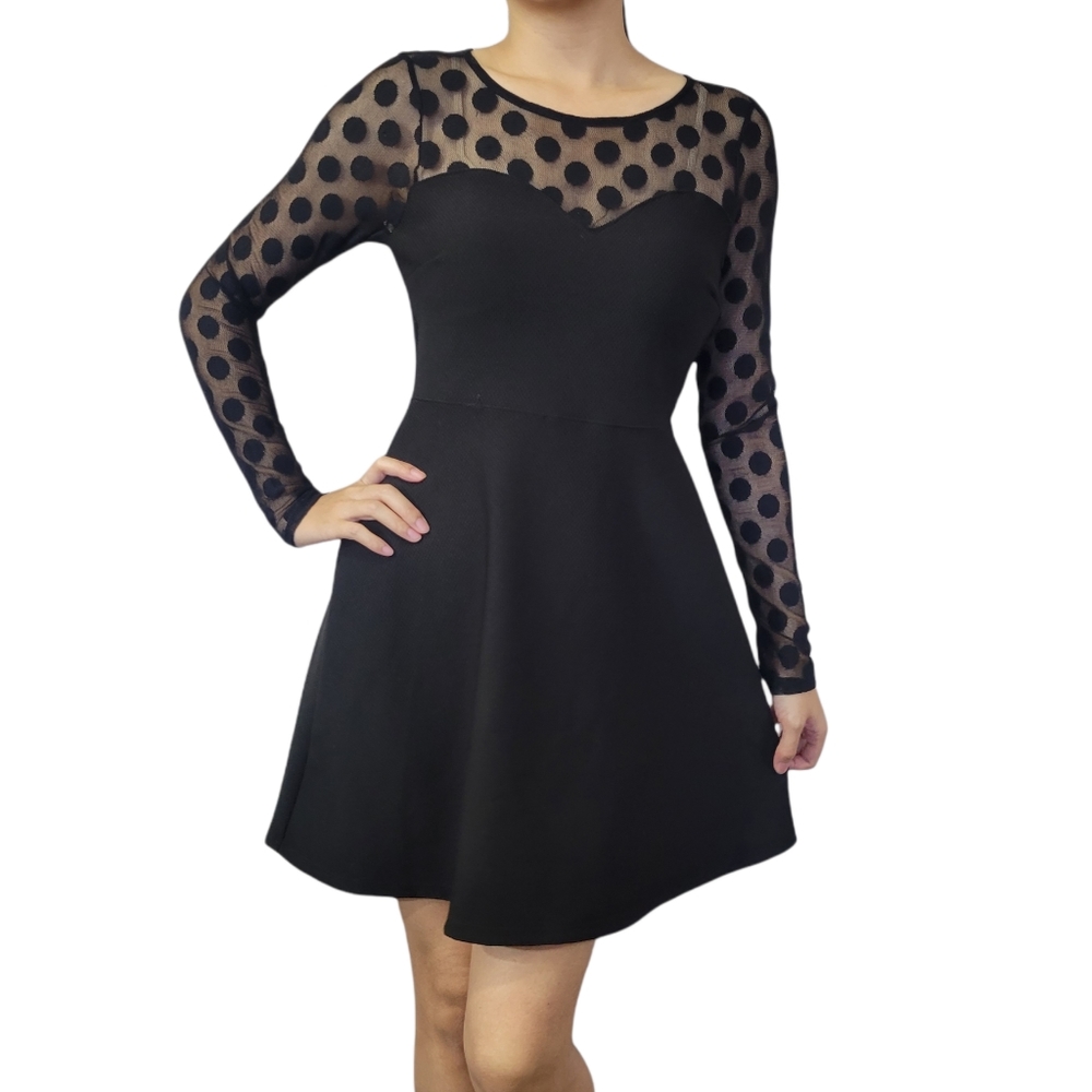 Lulu's Black Long Sleeves Mini Dress Size L